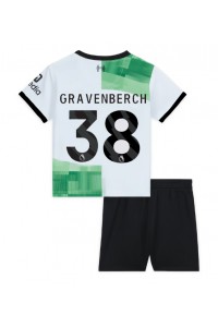 Liverpool Ryan Gravenberch #38 Jalkapallovaatteet Lasten Vieraspeliasu 2023-24 Lyhythihainen (+ Lyhyet housut)